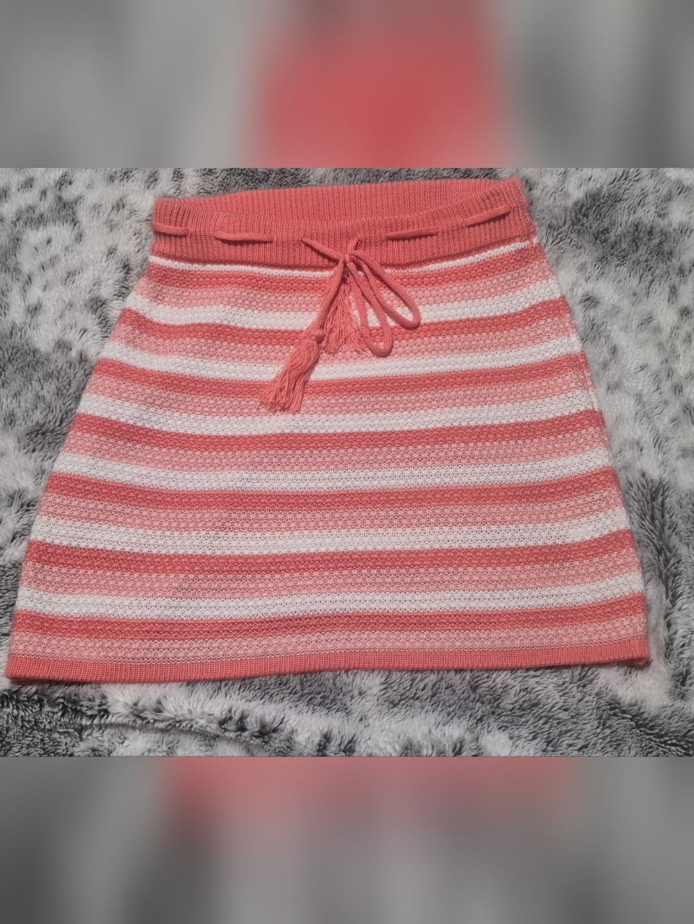 Steve Madden Juniors Crochet Skirt Coral & White Drawstring